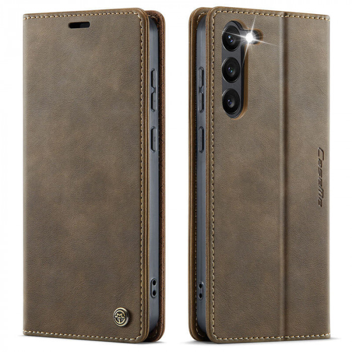 Чехол-книжка CaseMe RFID из нубука для Samsung S23 Коричневый