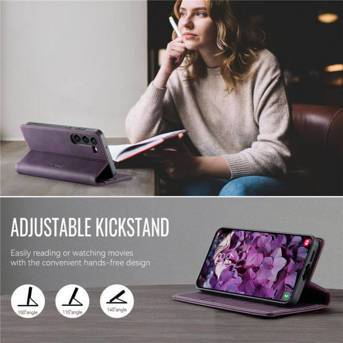 Чехол-книжка CaseMe RFID из нубука для Samsung Galaxy S23 Фиолетовый