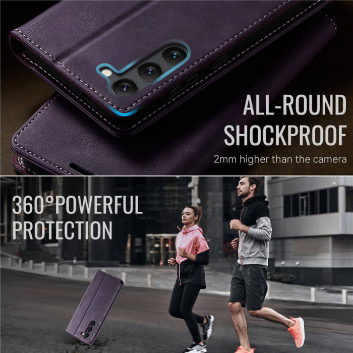 Чехол-книжка CaseMe RFID из нубука для Samsung Galaxy S23 Фиолетовый