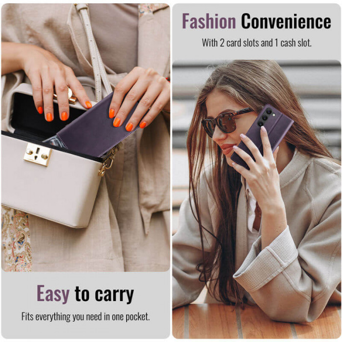 Чехол-книжка CaseMe RFID из нубука для Samsung Galaxy S23 Фиолетовый