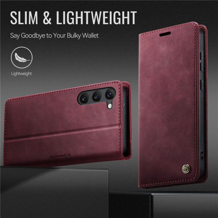 Чехол-книжка CaseMe RFID из нубука для Samsung Galaxy S23 Бордовый