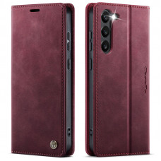 Чехол-книжка CaseMe RFID из нубука для Samsung Galaxy S23 Бордовый