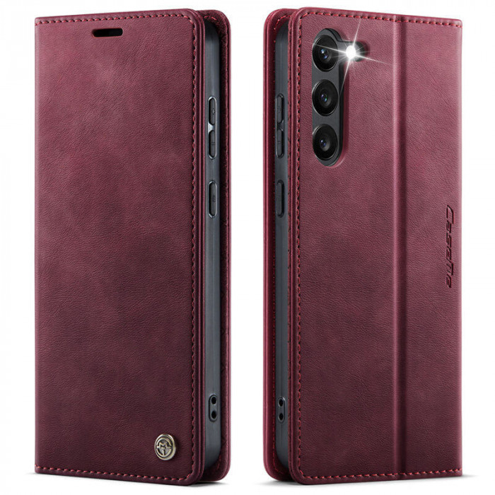 Чехол-книжка CaseMe RFID из нубука для Samsung Galaxy S23 Бордовый