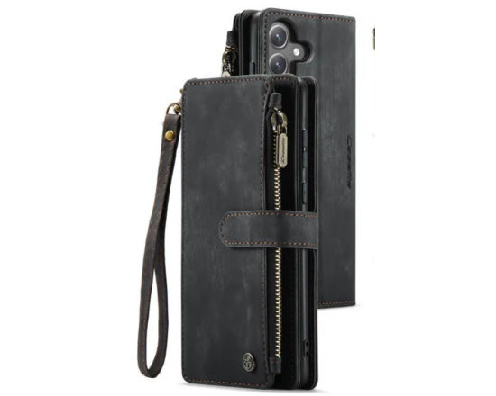 Чехол-кошелек CaseMe Retro Leather с манитом и ремешком для Samsung S20 FE Черный
