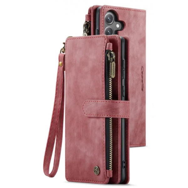 Чохол-гаманець CaseMe Retro Leather з манітом та ремінцем для Samsung S21 Бордовий