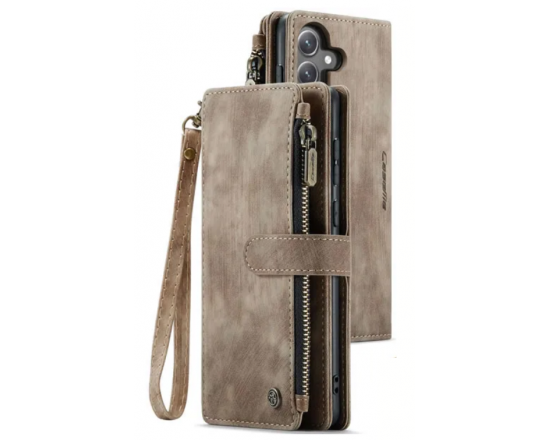 Чохол-гаманець CaseMe Retro Leather з манітом та ремінцем для Samsung S21 Коричневий