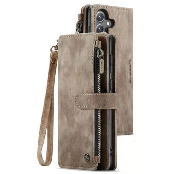 Чехол-кошелек CaseMe Retro Leather с манитом и ремешком для Samsung S20 FE Коричневый