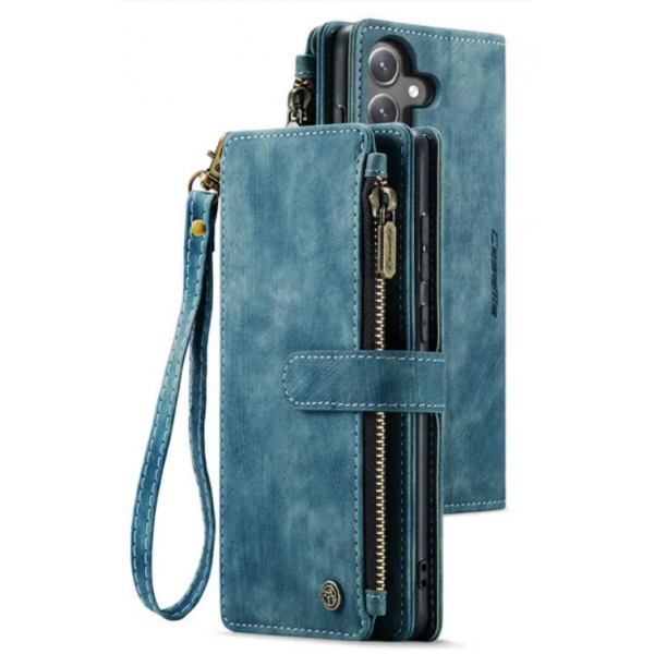 Чохол-гаманець CaseMe Retro Leather з манітом та ремінцем для Samsung S23 FE Бірюзовий