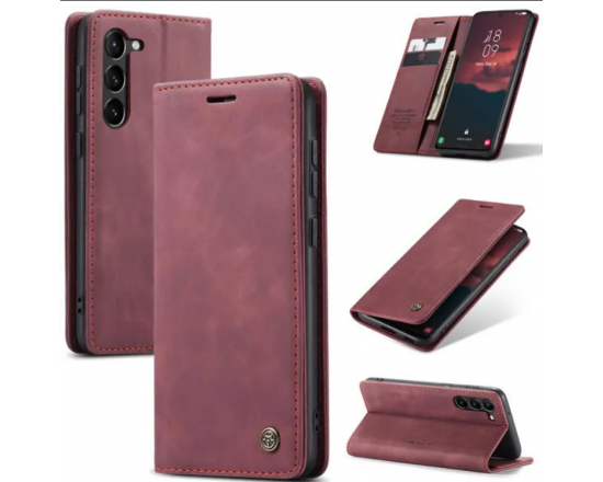 Чехол-книжка CaseMe из нубука для Samsung S23 Plus Бордовый