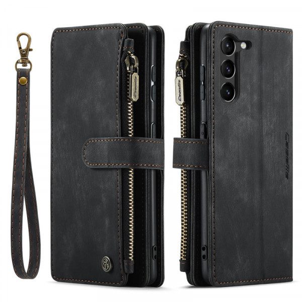 Чохол-гаманець CaseMe Retro Leather з манітом та ремінцем для Samsung S23 Plus Чорний