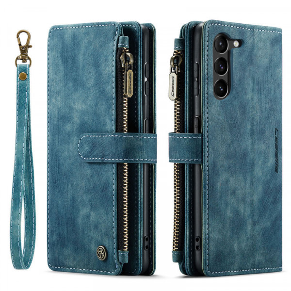 Чехол-кошелек CaseMe Retro Leather с манитом и ремешком для Samsung S23 Plus Бирюзовый