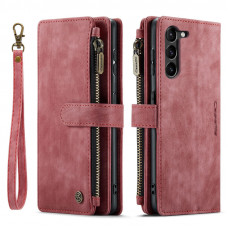 Чохол-гаманець CaseMe Retro Leather з манітом та ремінцем для Samsung S23 Plus Бордовий