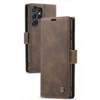 Чохол-книжка CaseMe із нубуку для Samsung S25 Ultra Темно-коричневий