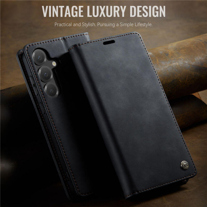 Чехол-книжка CaseMe RFID из нубука для Samsung Galaxy S25 Черный