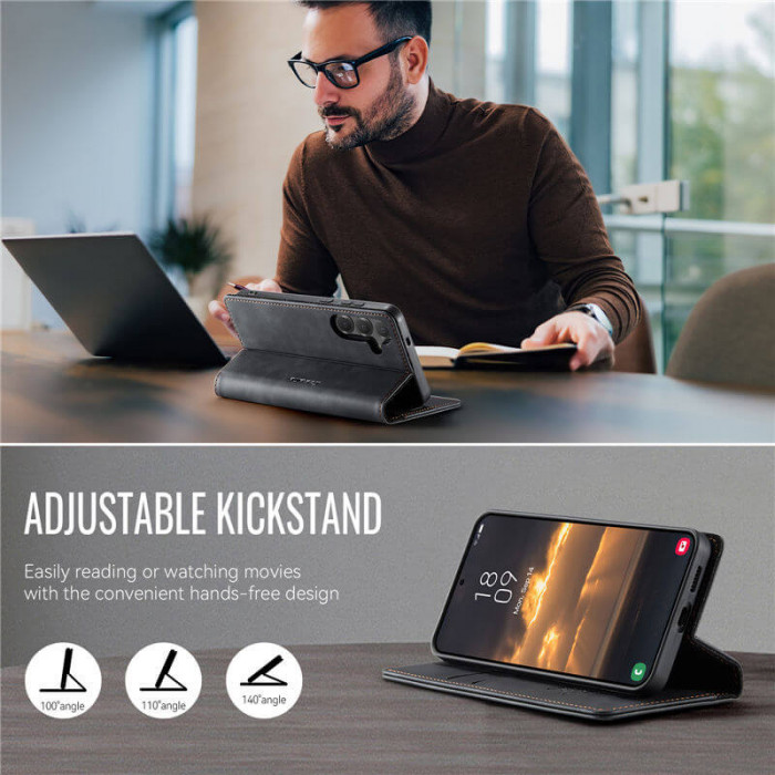 Чехол-книжка CaseMe RFID из нубука для Samsung Galaxy S25 Черный