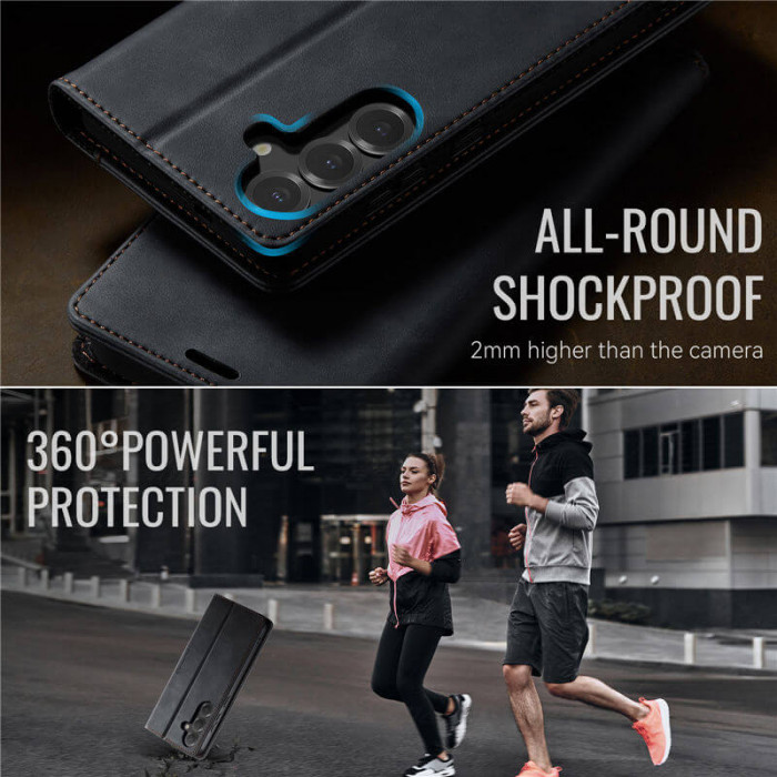 Чехол-книжка CaseMe RFID из нубука для Samsung Galaxy S25 Черный