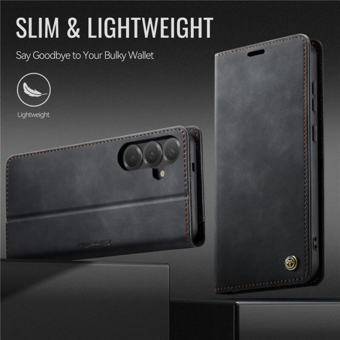 Чехол-книжка CaseMe RFID из нубука для Samsung Galaxy S25 Черный