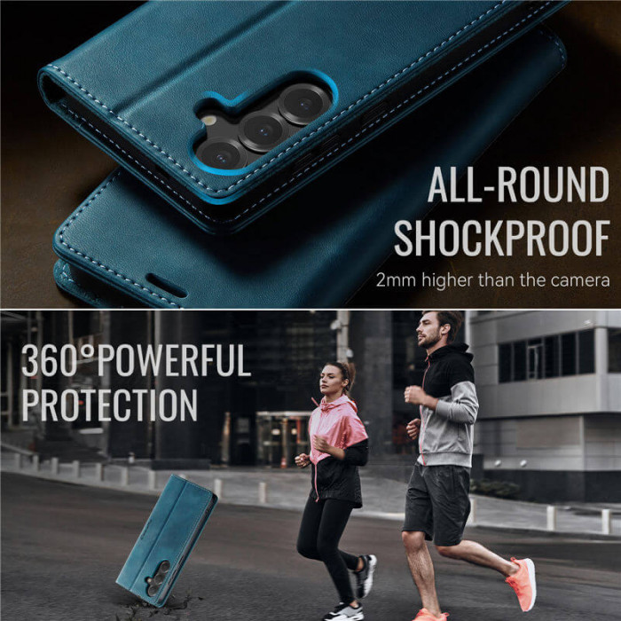 Чехол-книжка CaseMe RFID из нубука для Samsung Galaxy S25 Бирюзовый