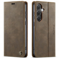Чохол-книжка CaseMe RFID із нубуку для Samsung Galaxy S24 FE Коричневий