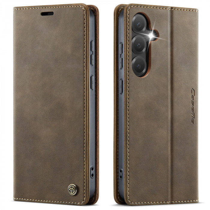 Чехол-книжка CaseMe RFID из нубука для Samsung Galaxy S24 FE Коричневый