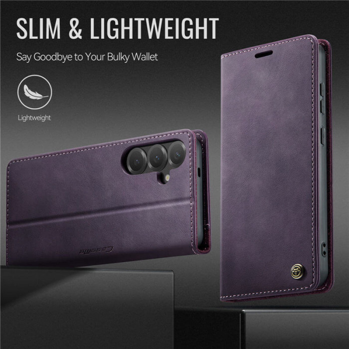 Чехол-книжка CaseMe RFID из нубука для Samsung Galaxy S25 Фиолетовый