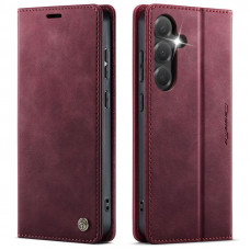 Чохол-книжка CaseMe RFID із нубуку для Samsung Galaxy S24 FE Бордовий