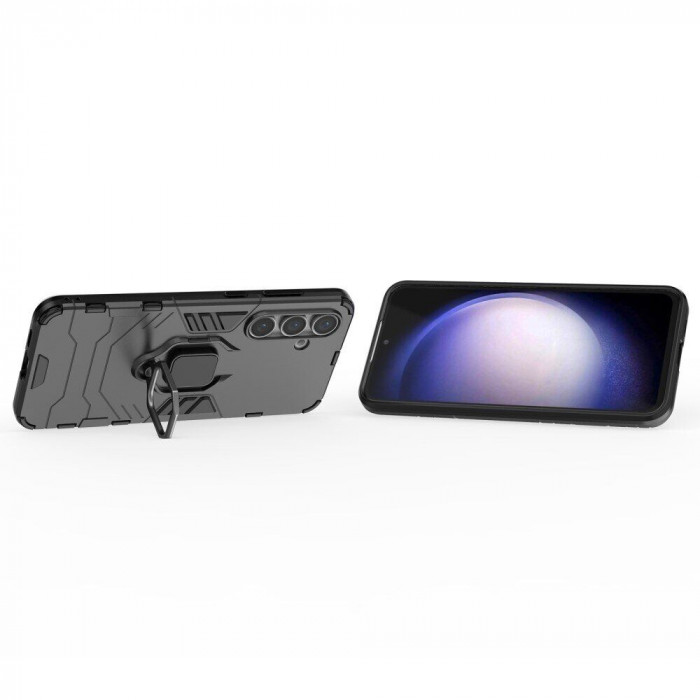 Защитный бампер IronMan для Samsung Galaxy S24 FE с кольцом-держателем Чёрный