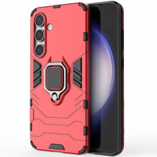 Защитный бампер IronMan для Samsung Galaxy S24 FE с кольцом-держателем Красный