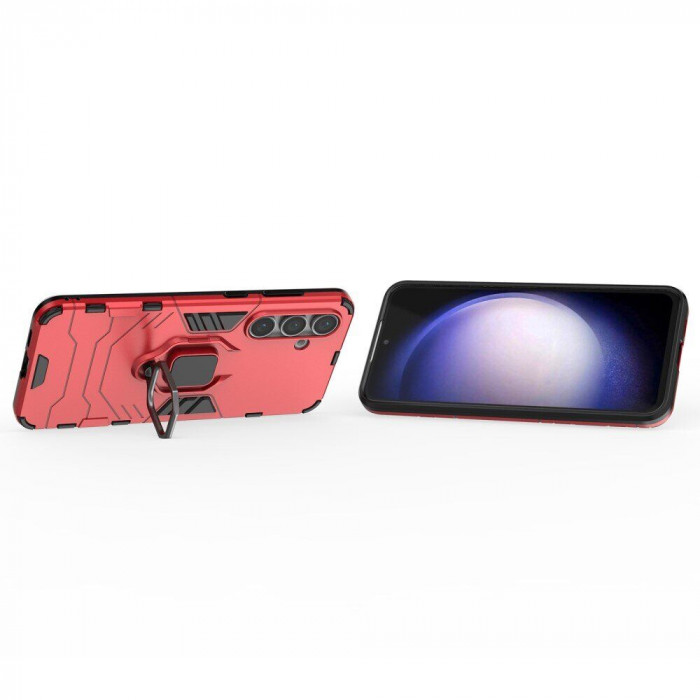 Защитный бампер IronMan для Samsung Galaxy S25 с кольцом-держателем Красный
