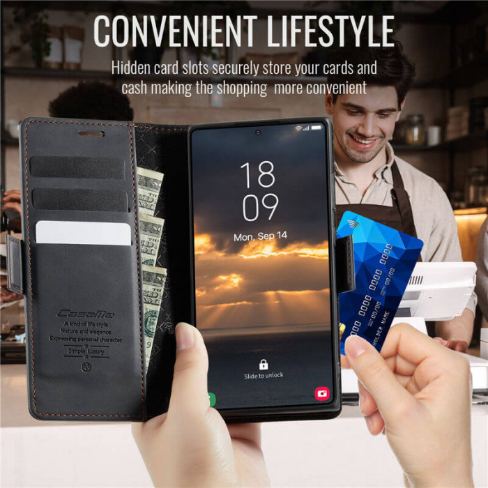 Чехол-книжка CaseMe RFID из нубука для Samsung Galaxy S23 Ultra Черный