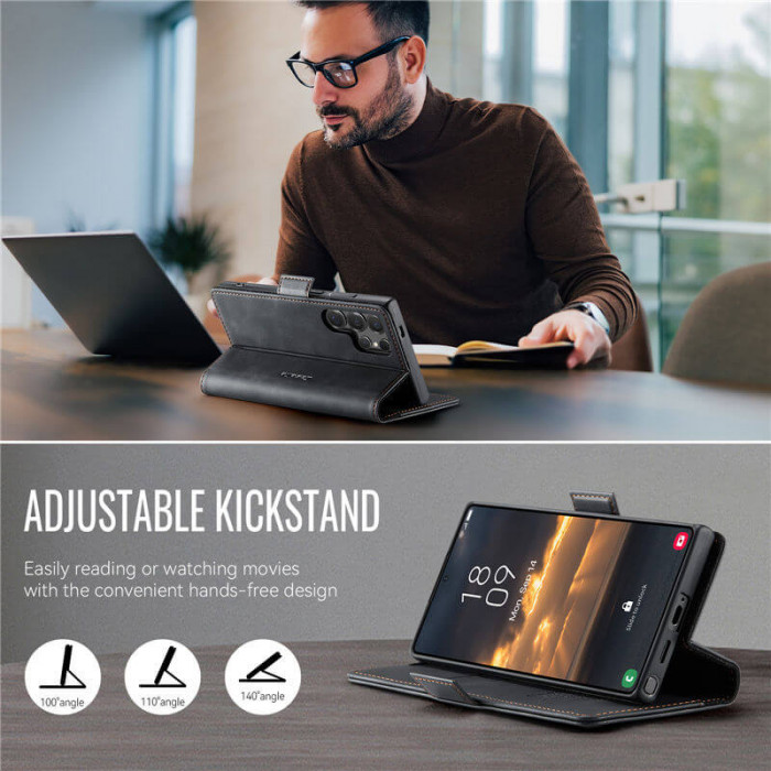 Чехол-книжка CaseMe RFID из нубука для Samsung Galaxy S23 Ultra Черный