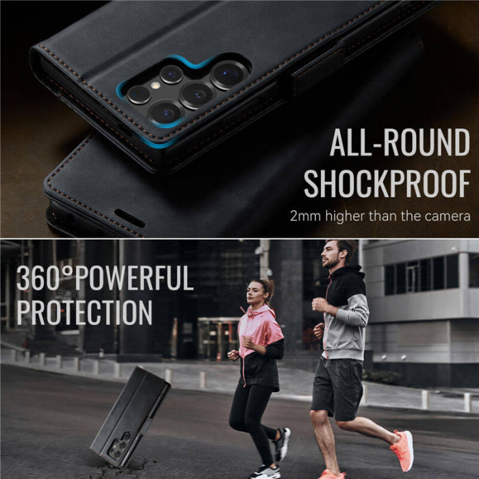 Чехол-книжка CaseMe RFID из нубука для Samsung Galaxy S23 Ultra Черный