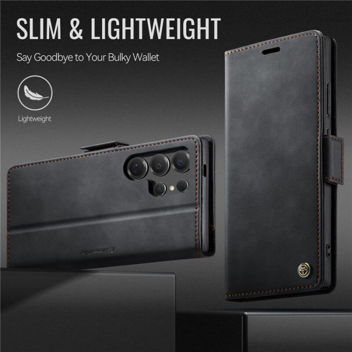 Чехол-книжка CaseMe RFID из нубука для Samsung Galaxy S23 Ultra Черный