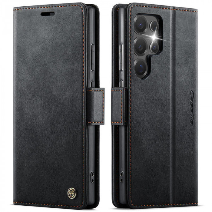 Чехол-книжка CaseMe RFID из нубука для Samsung Galaxy S23 Ultra Черный