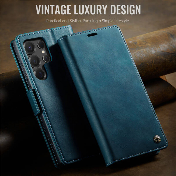 Чехол-книжка CaseMe RFID из нубука для Samsung Galaxy S23 Ultra Бирюзовый