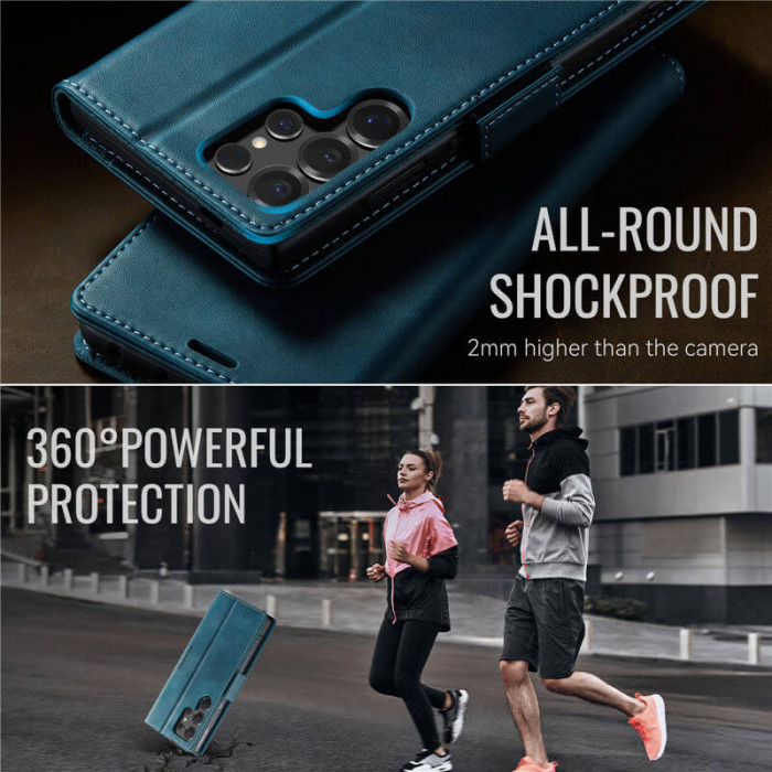 Чехол-книжка CaseMe RFID из нубука для Samsung Galaxy S23 Ultra Бирюзовый