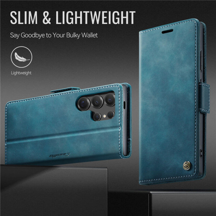 Чехол-книжка CaseMe RFID из нубука для Samsung Galaxy S23 Ultra Бирюзовый