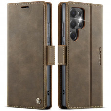 Чехол-книжка CaseMe RFID из нубука для Samsung S25 Ultra Коричневый