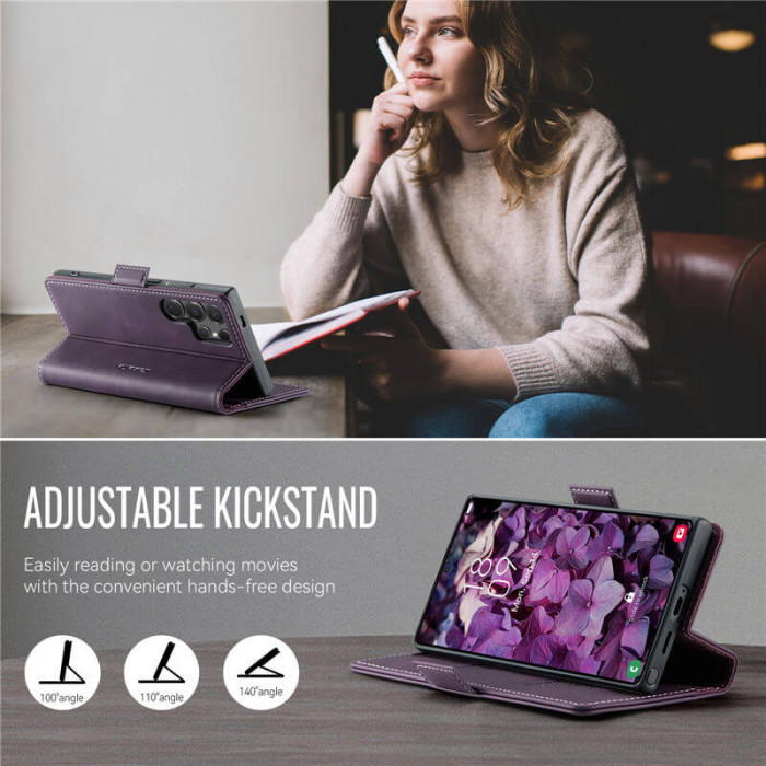 Чехол-книжка CaseMe RFID из нубука для Samsung Galaxy S23 Ultra Фиолетовый