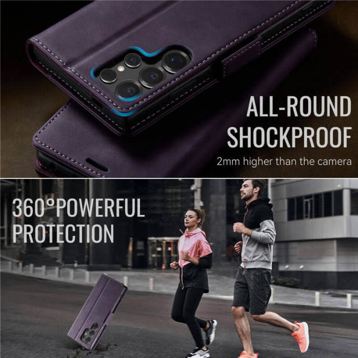 Чехол-книжка CaseMe RFID из нубука для Samsung Galaxy S23 Ultra Фиолетовый