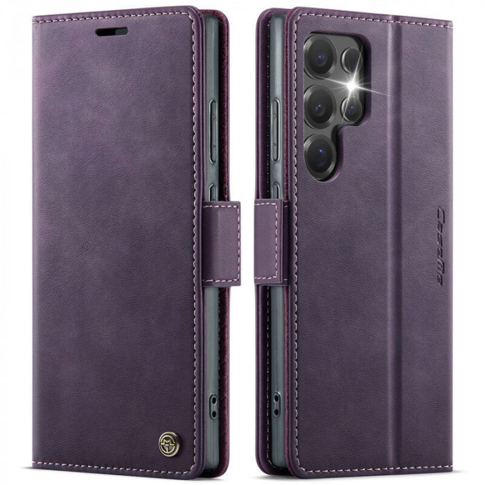 Чехол-книжка CaseMe RFID из нубука для Samsung Galaxy S23 Ultra Фиолетовый