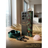 Силиконовый чехол для Samsung Galaxy S25 Ultra с ремешком-подставкой и на шею Happy Day