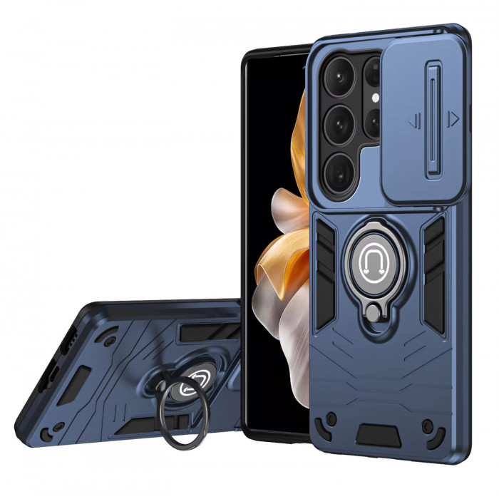 Противоударный чехол Camshield для Samsung Galaxy S26 Ultra с кольцом-держателем Синий