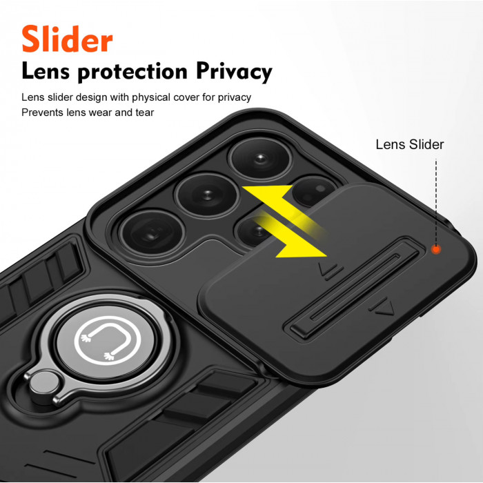 Противоударный чехол Camshield для Samsung Galaxy S26 Ultra с кольцом-держателем Черный