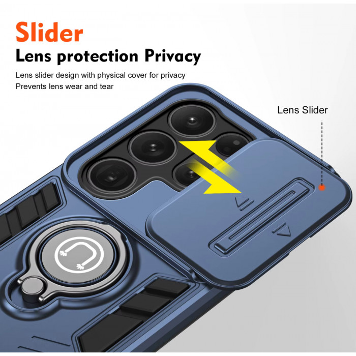 Противоударный чехол Camshield для Samsung Galaxy S26 Ultra с кольцом-держателем Синий
