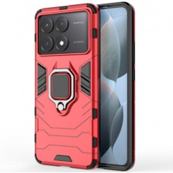 Защитный бампер IronMan для Xiaomi Poco X6 Pro 5G с кольцом-держателем Красный