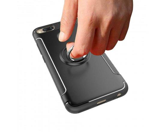 Противоударный бампер для Xiaomi Mi A1 с кольцом-держателем Черный