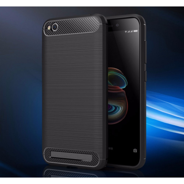 Силіконовий чохол з карбоновою вставкою для Xiaomi Redmi 5a Чорний