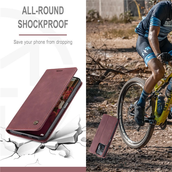 Чохол-книжка CaseMe з нубуку для Xiaomi Poco F3 Бордовий