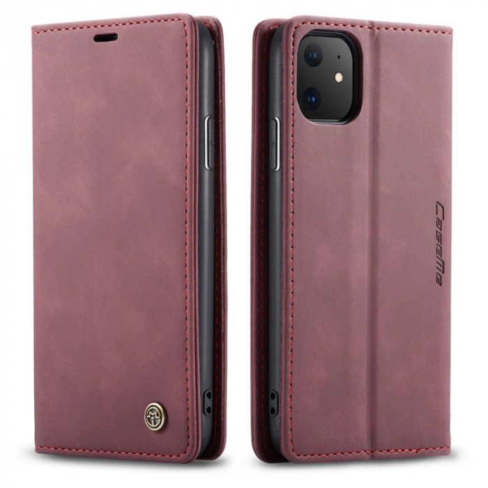 Чохол-книжка CaseMe з нубуку для iPhone 12 mini Бордовий Чохол-книжка CaseMe з нубуку для iPhone 12 mini Бордовий